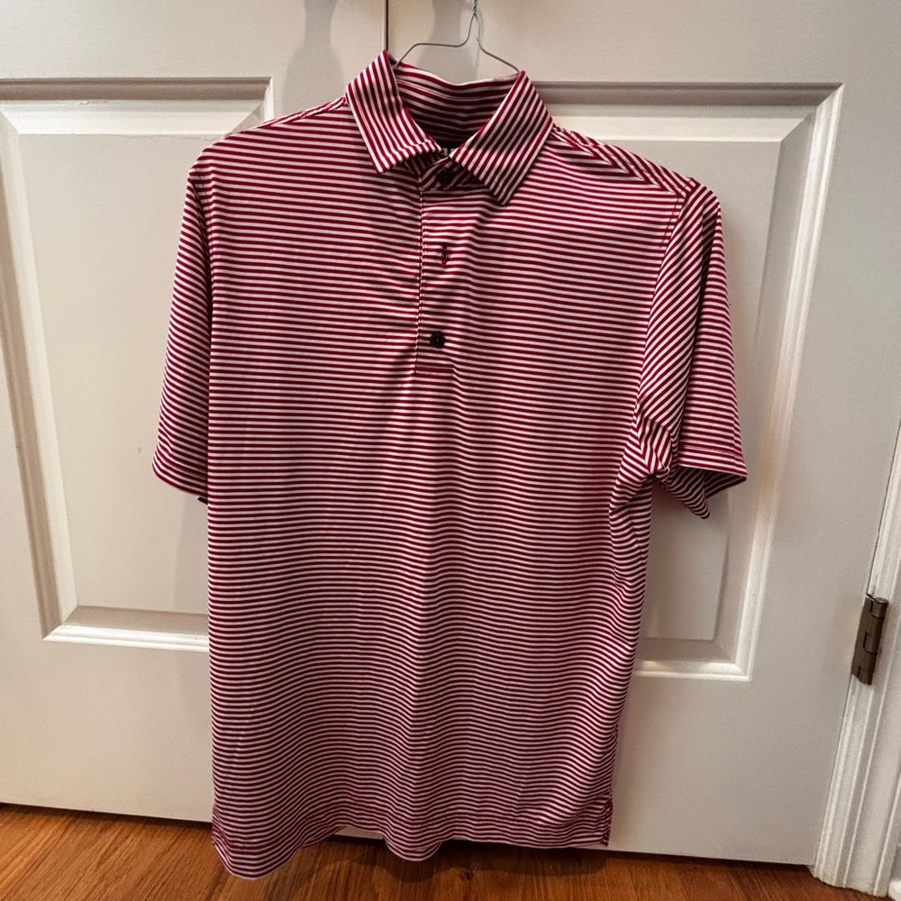 Red and White Striped Men's Footjoy Polo